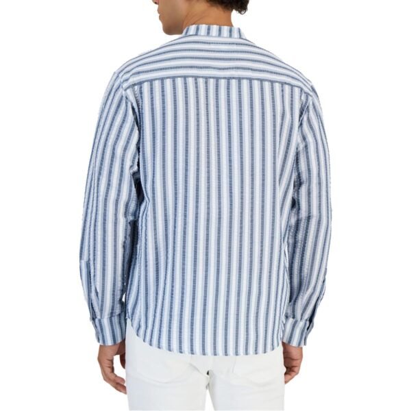 And Now This Mens   Banded Collar Striped Button-Down Shirt - Image 3